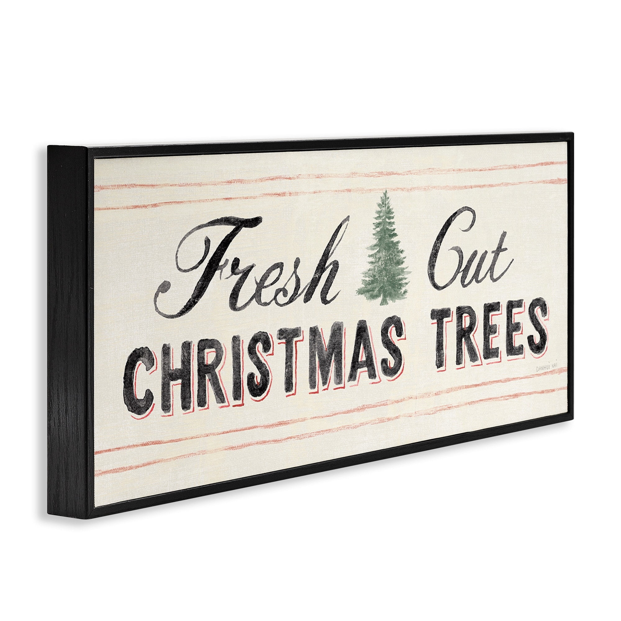 Fresh Cut Christmas Trees Vintage Winter Sign Holiday Graphic Art Framed Art Print Wall Art