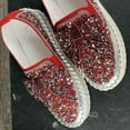 thumbnail image 4 of hopeusnice Women's Rhinestone Loafers Slip On Breathable Crystal Wedding Shoes Comfortable Flatform Sneakers Diamond Bowknot Party Shoes Red 39, 4 of 5