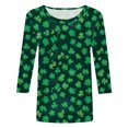 thumbnail image 6 of felwors St Patricks Day Shirt Women Plus Size Funny 3/4 Sleeve Cute Saints Tops Shamrock Shirts Lucky Irish Shamrocks Outfit (Dark Green, XL), 6 of 6