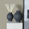 thumbnail image 2 of CosmoLiving by Cosmopolitan 11", 9"H Ribbed Black Ceramic Vase, Set of 2, 2 of 7