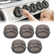 5-Pack Stove Knob Covers for Child Safety, 2024 Childproof Oven Knob Covers with Adhesive, Heat Resistant Plastic Covers to Prevent Kids From Turning On Stove