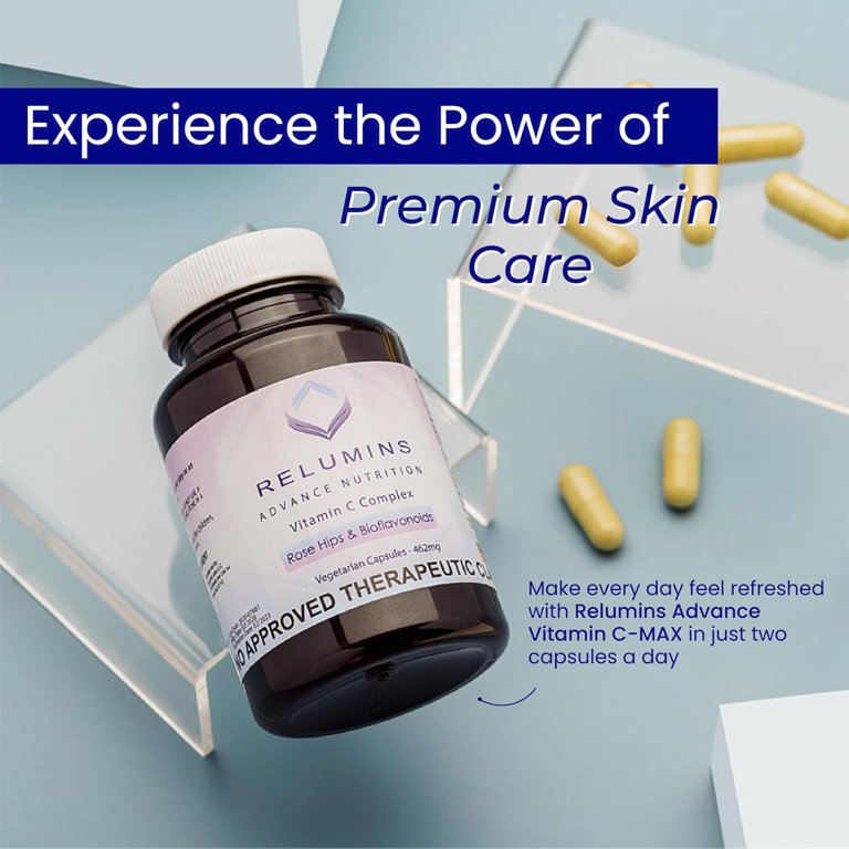 Relumins Advanced Vitamin C Supplement with Rose HIPS - 1000mg of Vitamin C  for New Year, New You Immune Support & Collagen Production, Made in USA -  60 Capsules (30-Day Supply) - Walmart.com