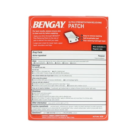 5 Pack - Bengay Ultra Strength, Pain Relieving Patch, Large Size, 4 Count Each