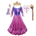 thumbnail image 1 of Disney princesa sirena Ariel Rapunzel Jasmine vestido niñas Tiana niños Cosplay disfraz Halloween cumpleaños fiesta ropa Outfits2T Gao Jinjia LED, 1 of 2