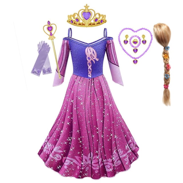 Disney princesa sirena Ariel Rapunzel Jasmine vestido niñas Tiana niños Cosplay disfraz Halloween cumpleaños fiesta ropa Outfits2T Gao Jinjia LED