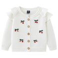 thumbnail image 2 of Otqutp Girl's Cherry Embroidery Knit Cardigan Toddler Cardigan Sweater Little Girls Button Knit Sweatshirts 1-6 Years Kids Christmas Long Sleeve Jumper(White,3-4 Years), 2 of 9