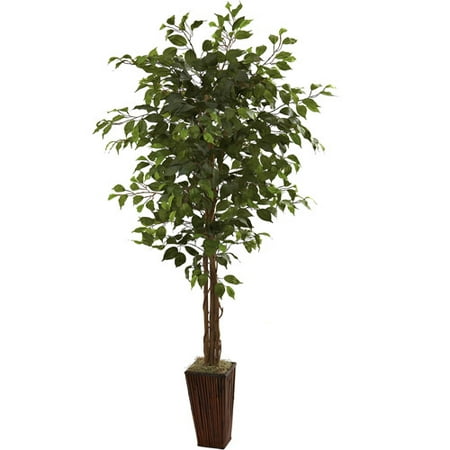 Nearly Natural 6' Ficus Tree with Bamboo Planter