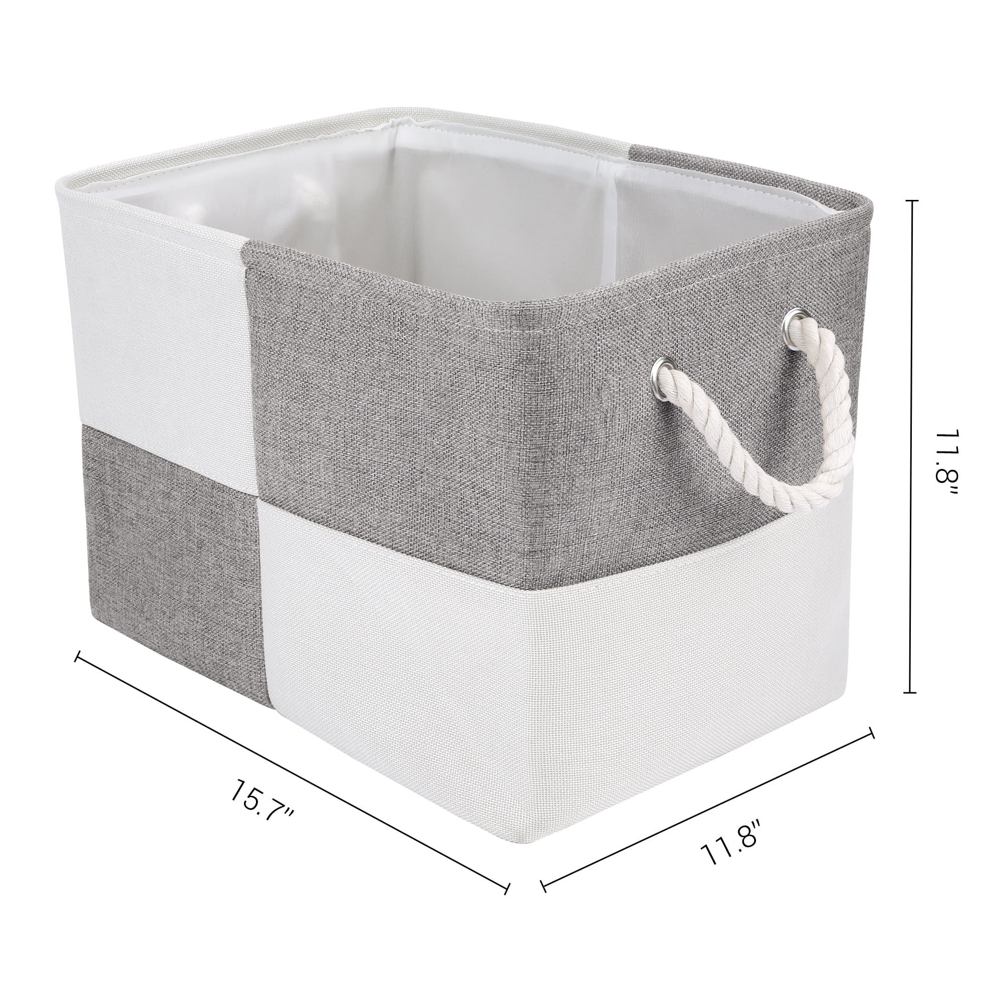 Unique Bargains Cotton Storage Bin with Handles Gray 15.7*11.8*11.8in