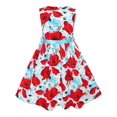thumbnail image 1 of Girls Dress Red Flower Belt Sundress Summer Beach Dress 4-5, 1 of 7