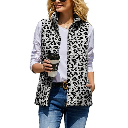 Womens Leopard Print Vest with Pockets | Walmart Canada