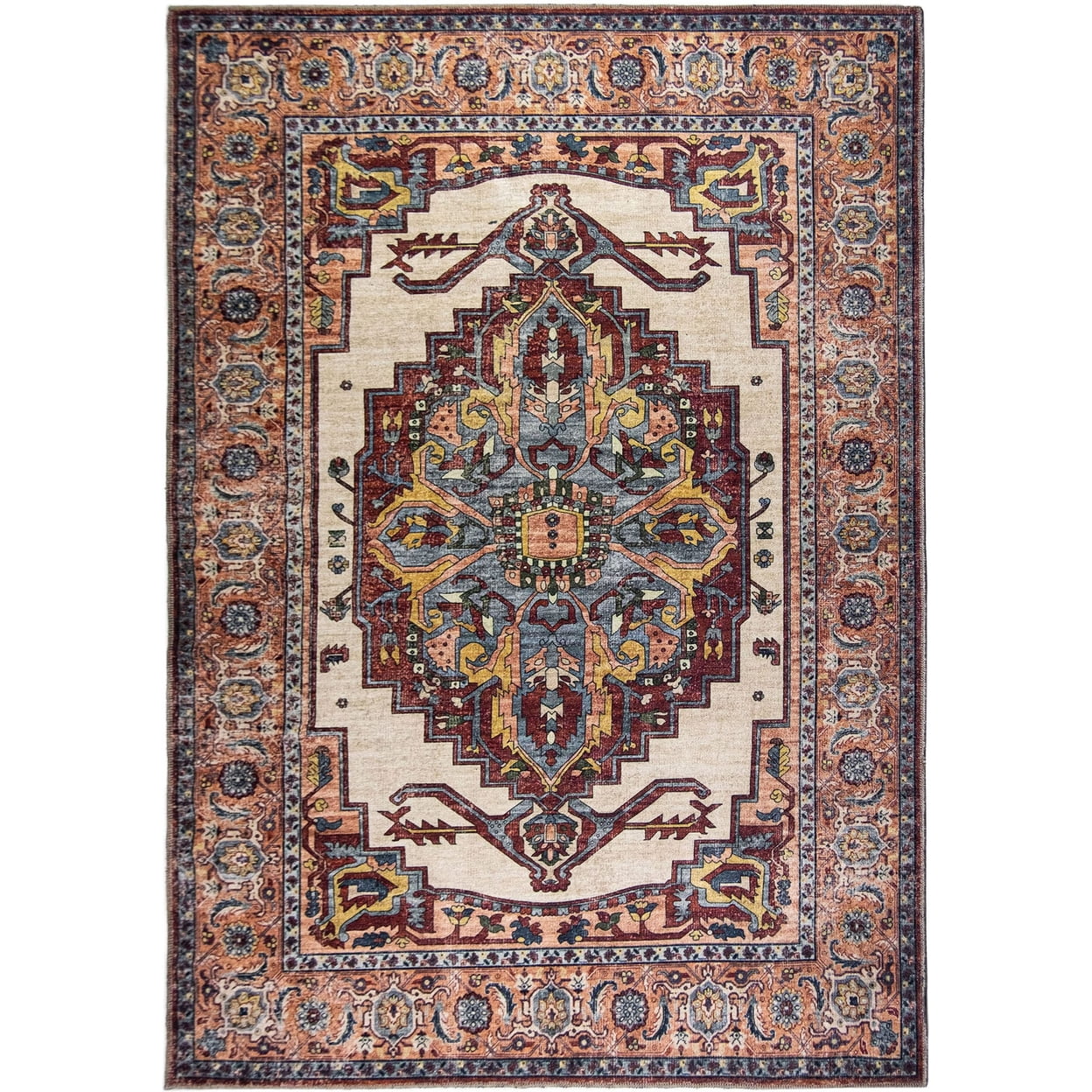 L'Baiet Jessie Brick Red Traditional Washable 2 ft. x 3 ft. Fabric Scatter Rug