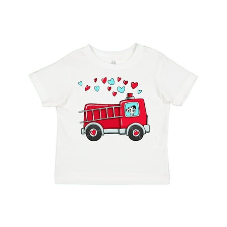 

Inktastic Valentine Fire Truck with Cute Dalmatian and Hearts Boys or Girls Toddler T-Shirt