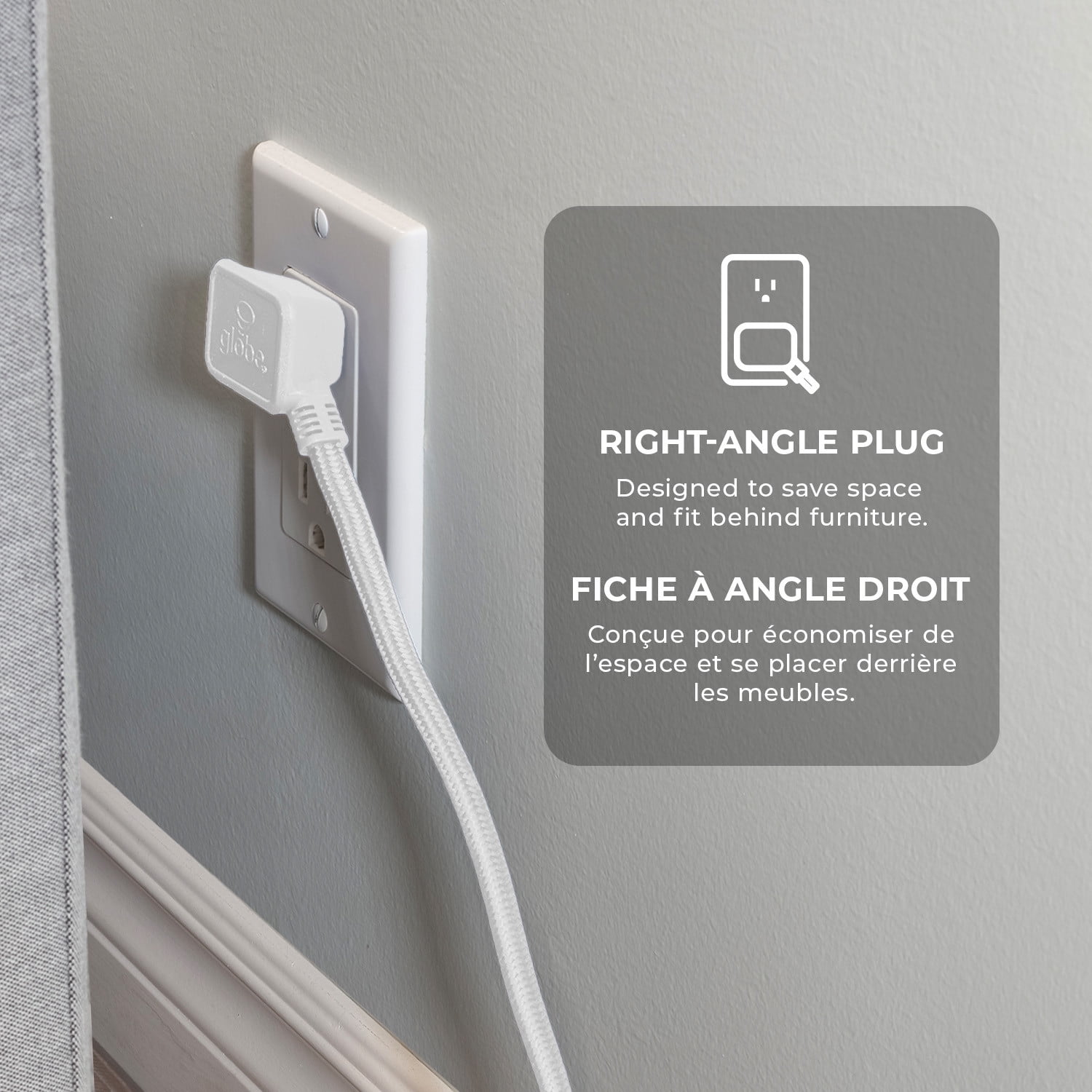 Chargeur porte-téléphone de bureau blanc à 3 prises avec 1 port USB-A et 2 ports USB-C de Globe Electric