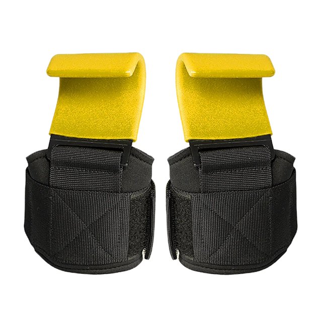 Ganchos de levantamiento de pesas de resistencia, soporte de muñeca para entrenamiento de gimnasio, 2 correas de empuñaduras eléctricas, guantes Amarillo