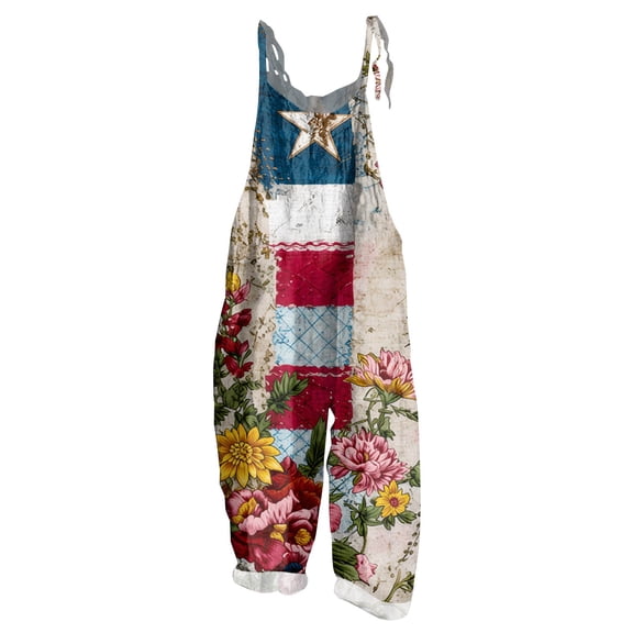 Spring Summer Plus Size Boho Overalls for Women Hippie Cloth Floral Printed Jumpsuits Spaghetti Strap Rompers