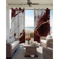 thumbnail image 4 of Marble Red Blackout Curtains 45 Inches Long for Bedroom, Modern Abstract Gold White Brick Stone Motif Thermal Insulated Room Darkening Black Out Window Curtain Panels Grommet Drapes for Living Room, 4 of 8