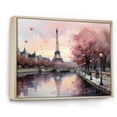thumbnail image 2 of Designart "Twilight Rendezvous in Paris Pink Romance II" City Paris Floater Framed Wall Art Print, 2 of 7