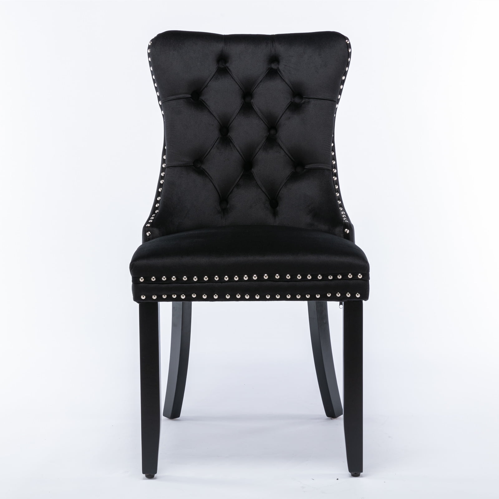 Rhomtree Velvet Button Tufted Dining Side Chairs, Black (Set of 6)