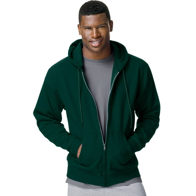 Hanes ComfortBlend EcoSmart Men`s Full Zip Hoodie, 2XL, Deep Forest