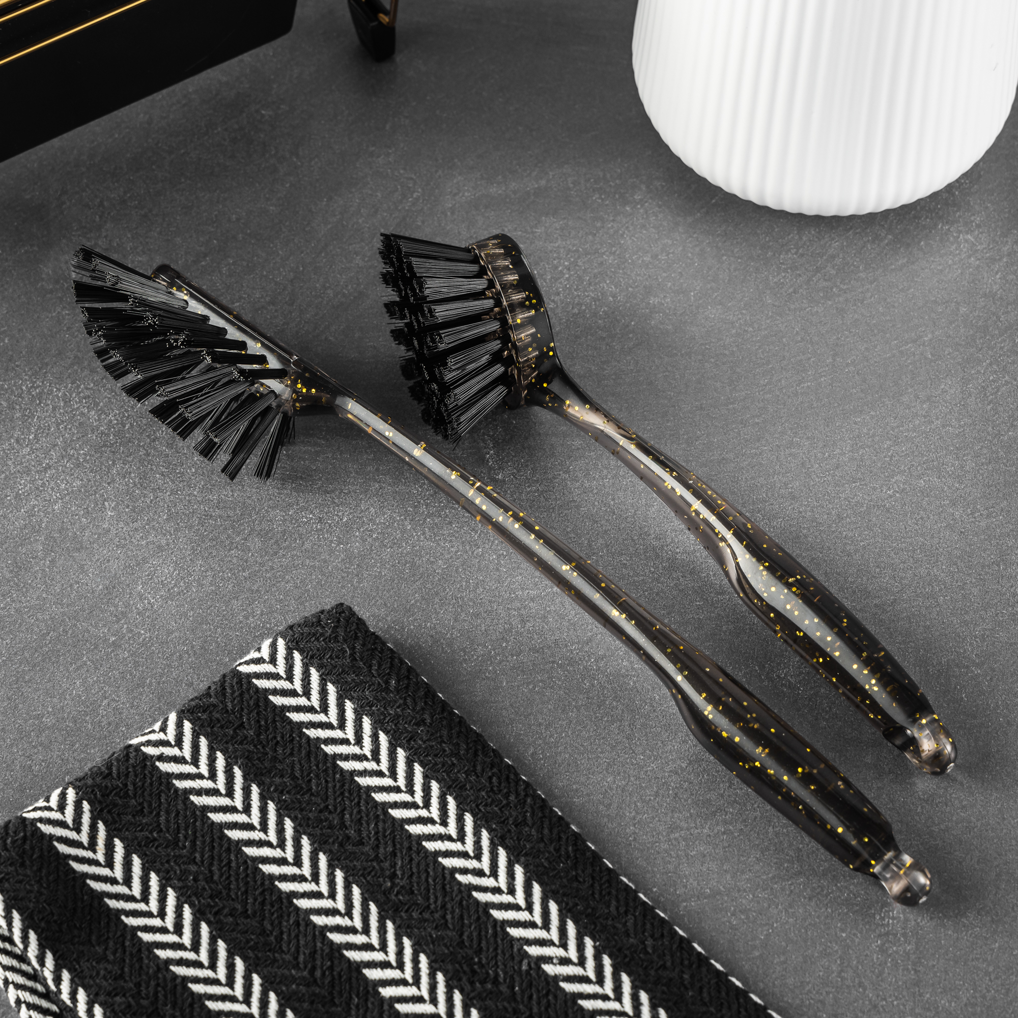 (2 pack) Thyme & Table 2 Piece Kitchen Sink Brush Set, Gold