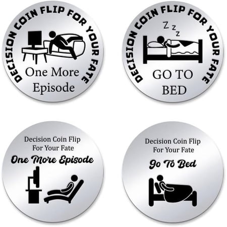 2pcs Decision Maker Coin Funny Destiny Flip Coin One More Episode Coin Go to Bed Challenge Coin Double-Sided Decision Coin Flip Coin for TV Lovers Daughter Son Men Women DIY