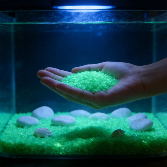 Aufmer 3-5mm Glow-in-the-Dark Sand for Aquarium Landscaping Fluorescent Gravel for Vases Border Sand Fluorescent Particle Stones, Multicolor