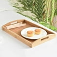 thumbnail image 6 of Wooden Serving Tray - 13.78 x 8.66 Inch Acacia Wood Platter for Tea, Drinks, and Snacks - Elegant Dinner Serving Tray for Home, Restaurants, and Coffee Shops - for Food and DÃ©cor, 6 of 6