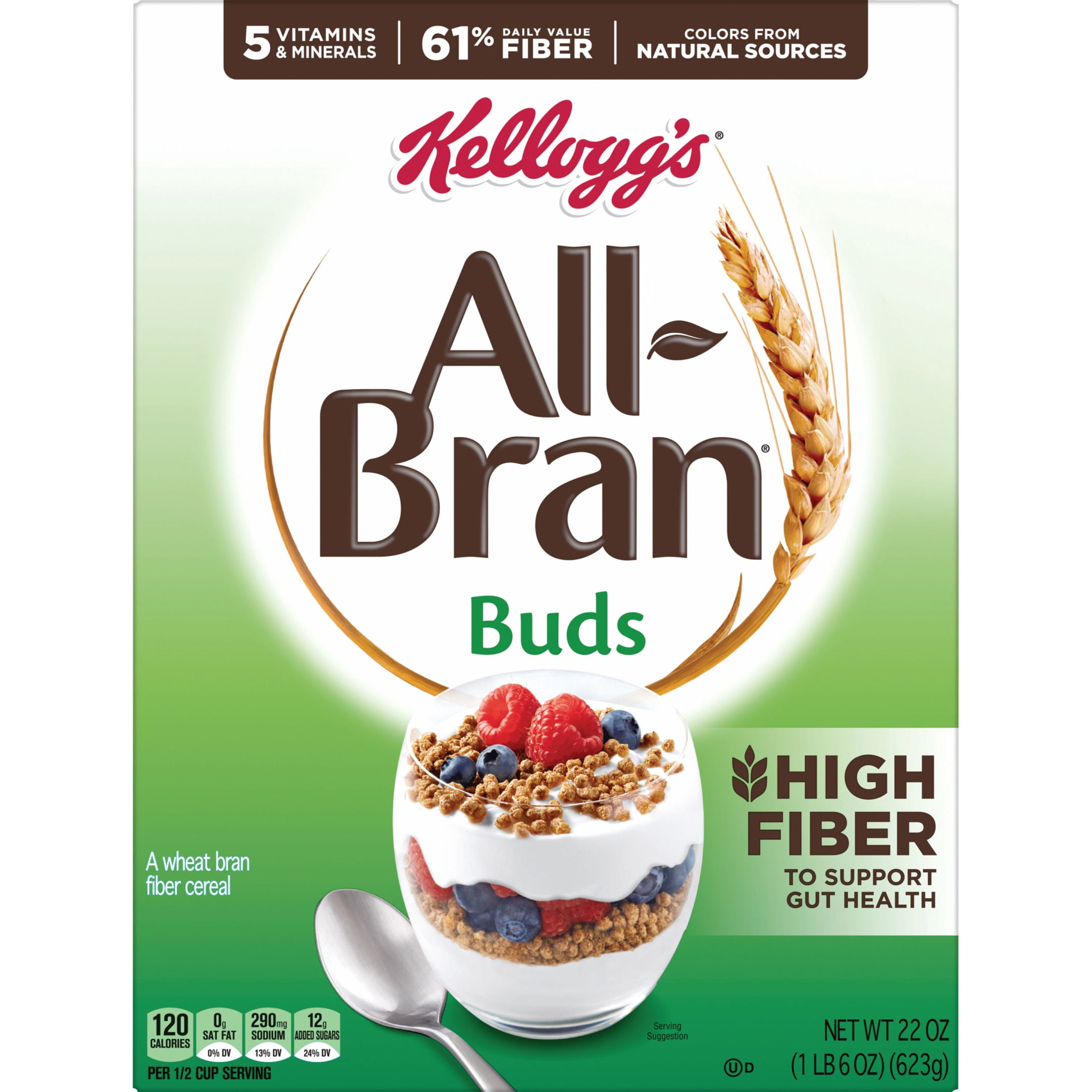(10 pack) Kellogg's All-Bran Buds Original Breakfast Cereal, High Fiber, 22  oz