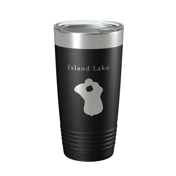 Island Lake Map Tumbler Travel Mug Insulated Laser Engraved Coffee Cup Florida 20 oz Black
