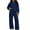 Navy, variant on Womens Fall Outfits Nelozsy Fashion Woman Hooded Solid Long Sleeve Blouse Long Pants Elastic Waist Sets Purple S