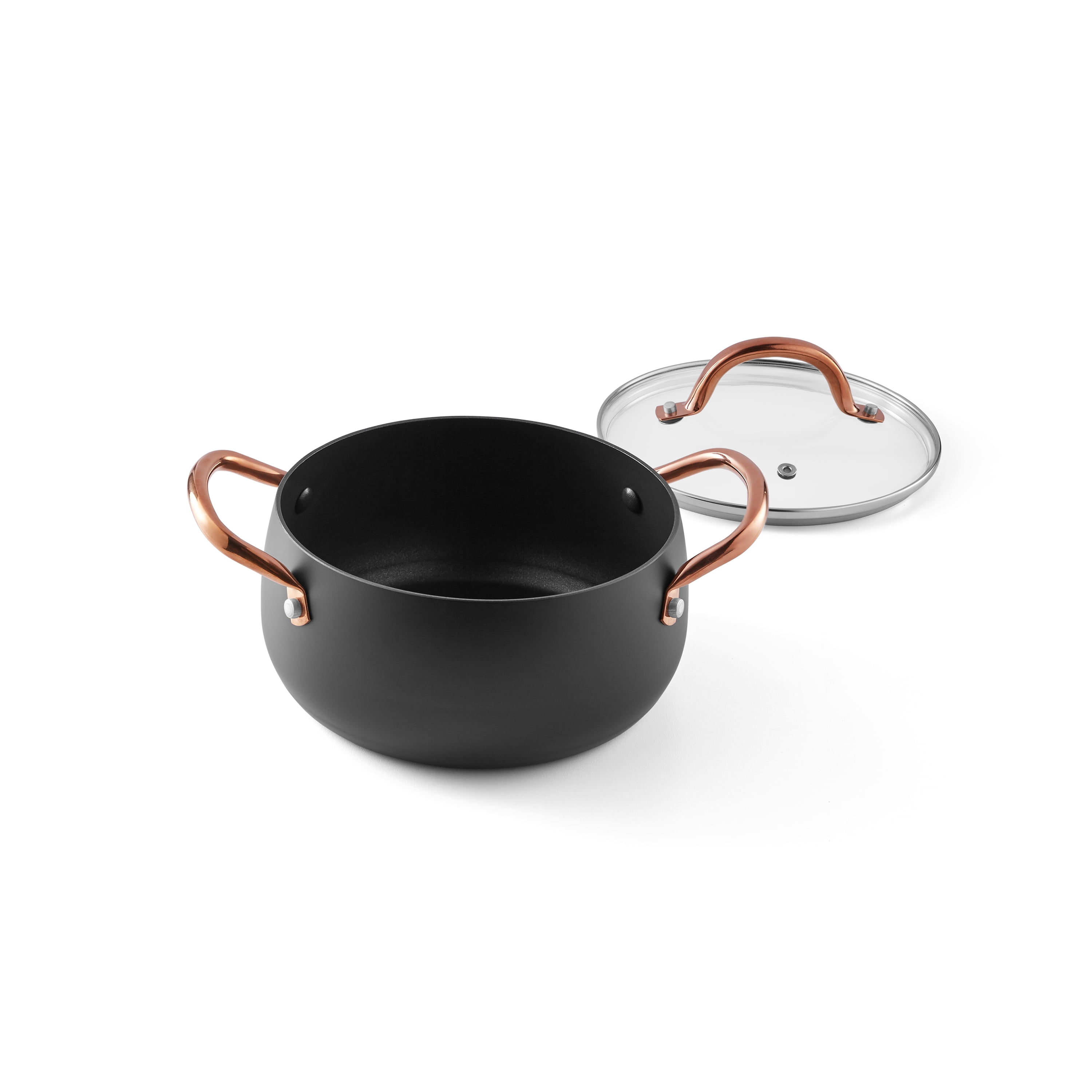 Mainstays 10Piece Nonstick Cookware Set, Matte Black Rose Gold Handles
