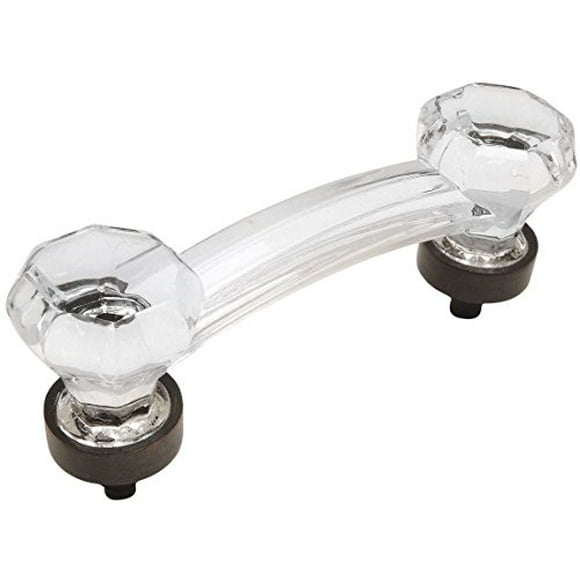 5 Pack - Cosmas 6397ORB-C Oil Rubbed Bronze with Clear Glass Cabinet Handle Pull - 3" Inch (76mm) Hole Centers