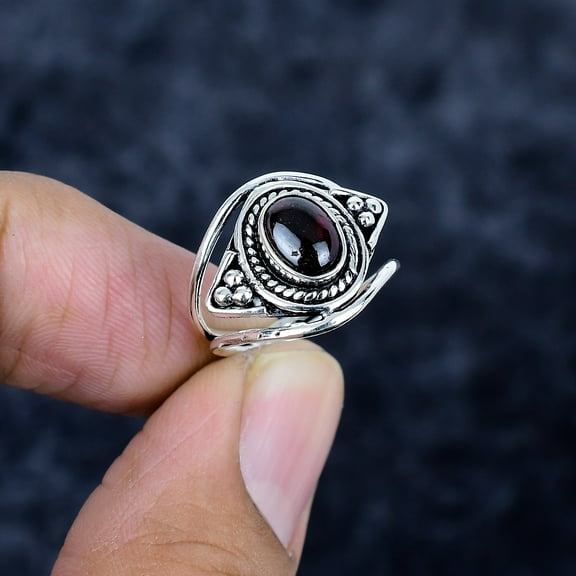 925 Sterling Silver Black Onyx Gemstone Handmade Jewelry Ring Size 5