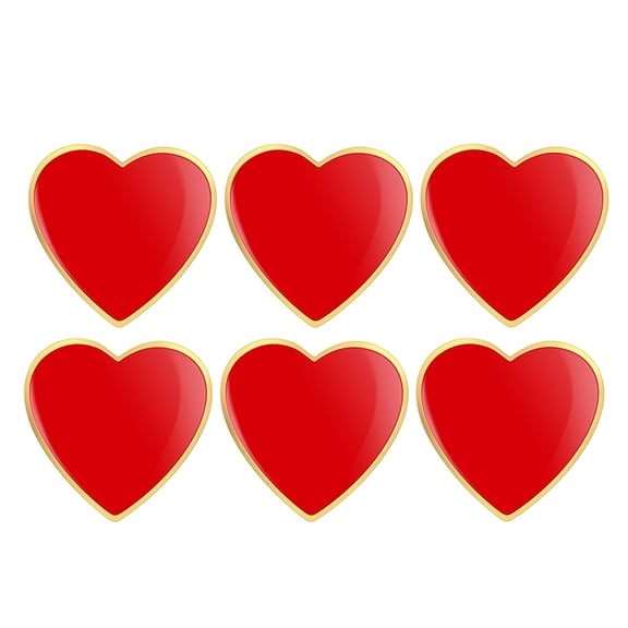 LOLIPPYY 6-Pack Red Love Heart Brooch Pins Metal Accessories for Jackets, Hats, Scarves, Versatile Fashion Jewelry