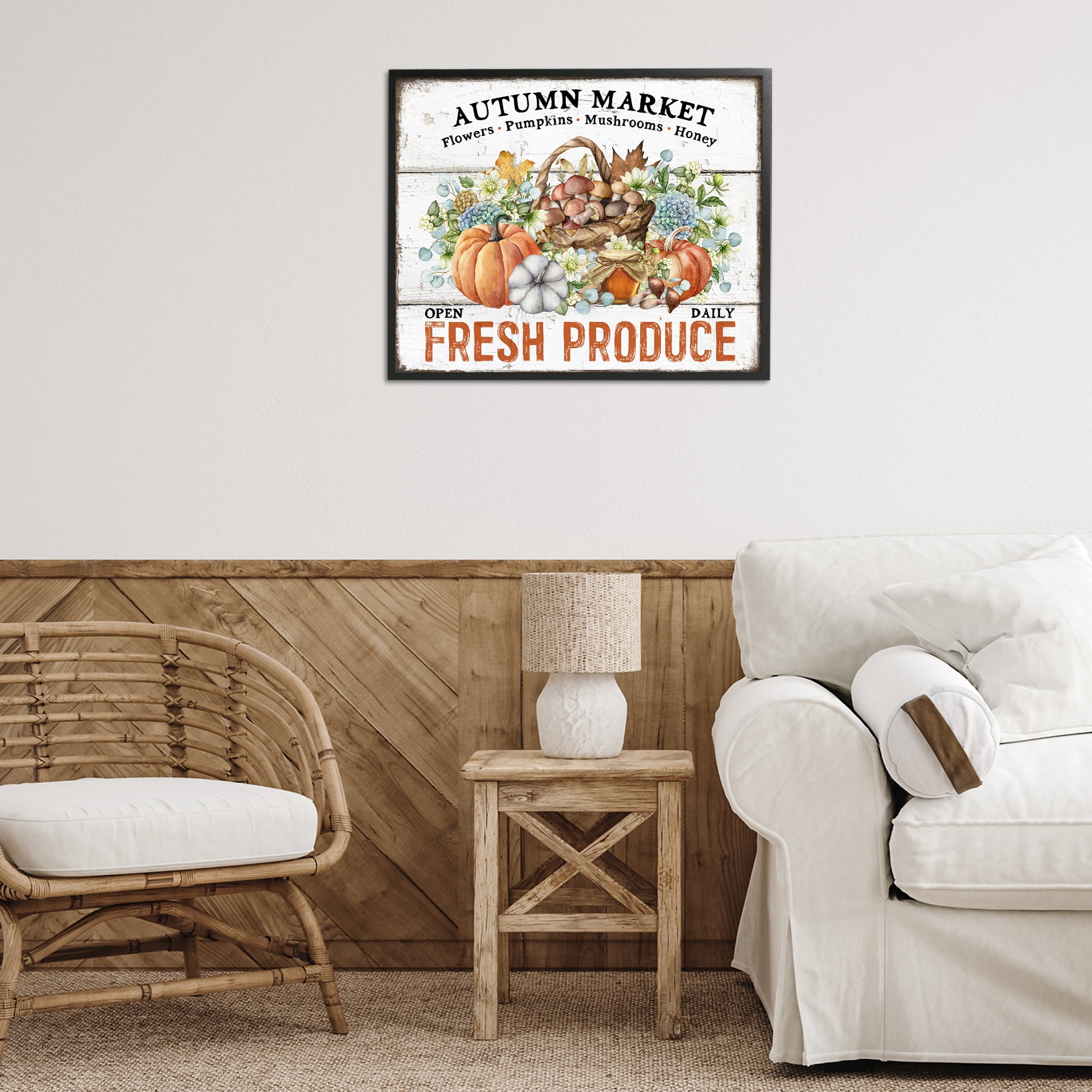 Stupell Industries Fresh Fall Produce Holiday Painting Black Framed Art Prints Wall Art, 30 x 24