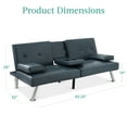 thumbnail image 7 of Best Choice Products Modern Faux Leather Convertible Futon Sofa w/ Removable Armrests, 2 Cupholders - Blue, 7 of 7