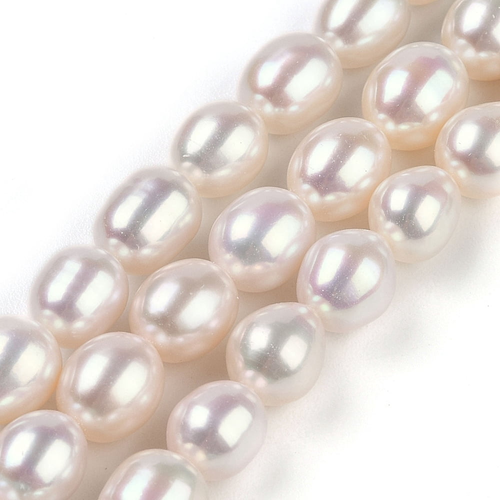 Natural Cultured Freshwater Pearl Beads Strands Potato Grade 8A Seashell Color 8~9x7.5~8mm Hole: 0.5mm 42pcs/strand 14.96''(38cm)