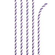 Amethyst Purple Striped Paper Straws, 72 Count