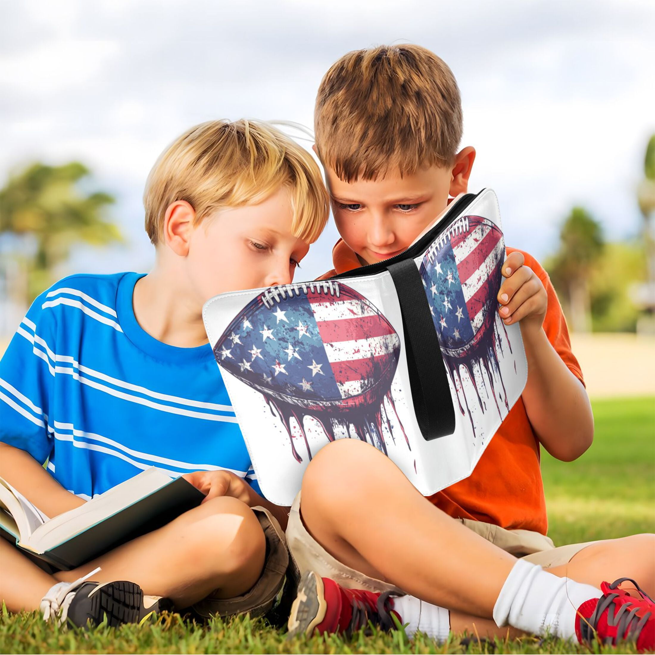 400 Pockets Trading Cards Album,Card Binder 4-Pocket, Cards Collector Album Holder Fits 400 cards with 50 removable sheets Football with An American Flag Design