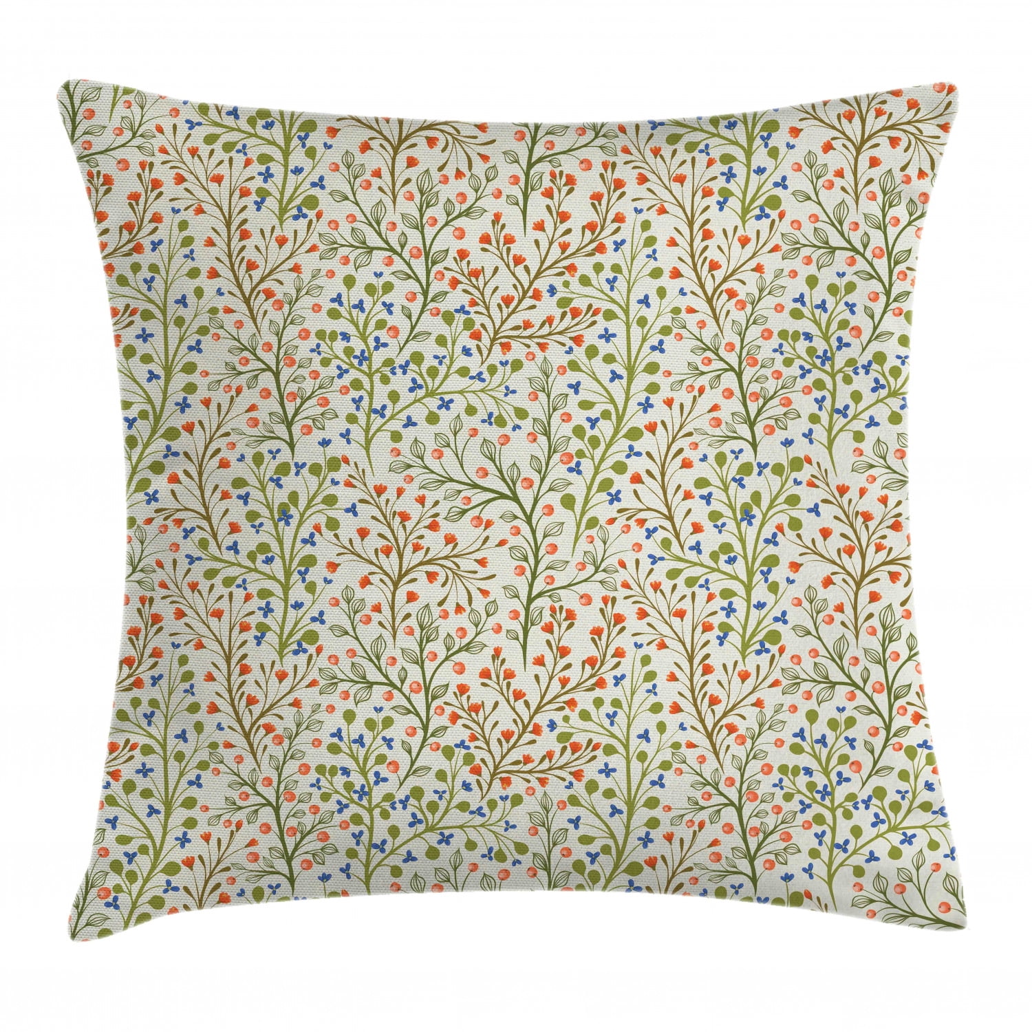 Spring Throw Pillow Cushion Cover, Rural Nature Inspired Pattern