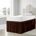 thumbnail image 3 of Egylin Dorm Room Bed Skirt 800TC Egyptian Cotton - Ruffled Style Dorm Sized - Egyptian Cotton Bed Skirts Tailored ( Twin XL/ 46" drop , Chocolate), 3 of 5