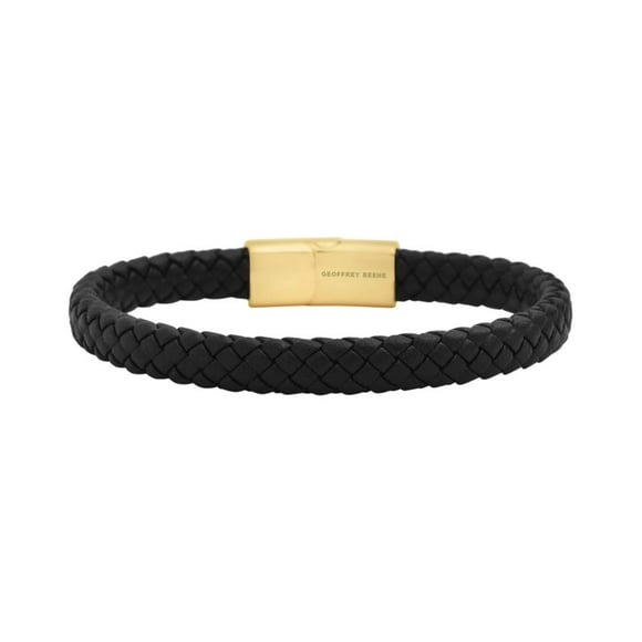 Pulsera Geoffrey Beene de piel trenzada con cierre dorado de 21 cm