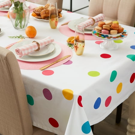 

DII 100% Cotton Machine Washable Dinner Summer & Picnic Tablecloth 60 x 84 Birthday Confetti Seats 6 to 8 People