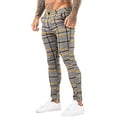 thumbnail image 3 of GINGTTO Mens Chinos Slim Fit Flat-Front Skinny Dress Pants Grey Plaid, 3 of 6