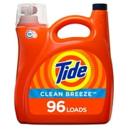 Tide Clean Breeze HE, 96 Loads Liquid Laundry Detergent, 150 Fl Oz