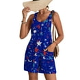 thumbnail image 2 of Liacowi Women Overalls Shorts Loose Wide Leg Jumpsuits Star Stripe Printed Sleeveless Bib Pants with Pockets Plus Size Rompers, 2 of 5