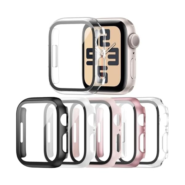 wonima44 5 Pack Case for Apple Watch Series 3 2 1 42mm with Tempered Glass Screen Protector, Full Hard Ultra-Thin Scratch Resistant Bumper Protective Cover for iWatch 42mm Accessories(5 Colors)