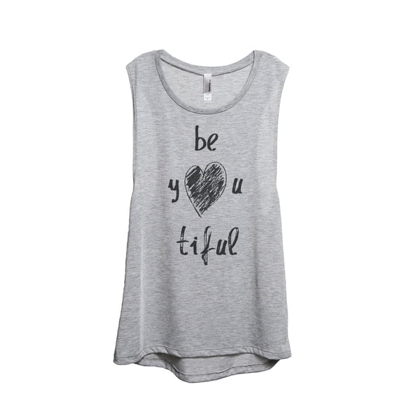 Thread Tank Be YOU Tiful Beautiful Women's Sleeveless Muscle Tank Top Sport Grey Small
