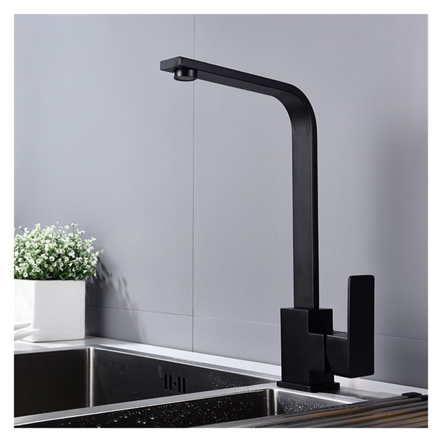 Square Kitchen Faucet 360 Degree Rotating Stainless Steel Sink Tap Swivel Spout Cold Hot Mixer