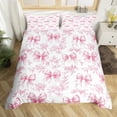 thumbnail image 2 of Erosebridal Girly Pink Bow Duvet Cover Twin, Vintage Flower Bedding Sets Twin Size, Princess Bowknot Decor, Reversible（No Comforter）, 2 of 7